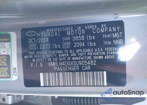 2025 Hyundai Elantra Sel Sport z USA, uszkodzony, nr VIN KMHLM4DGXSU905482